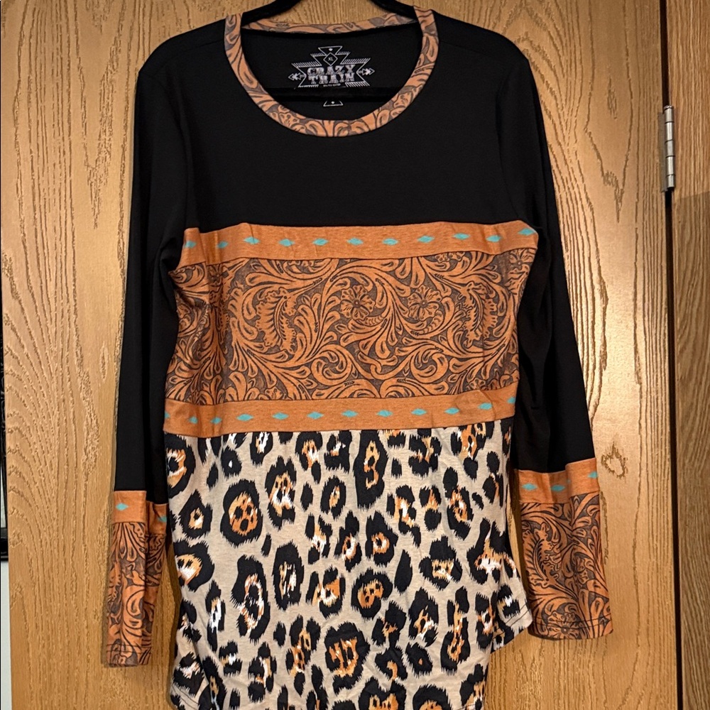 Crazy Train Buckstitch Babe Long Sleeve Blouse